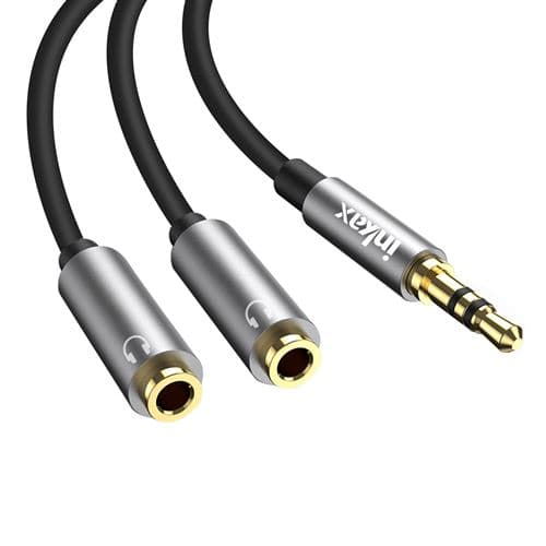 [LCS] Lydadapter Jack 3,5 mm hann til dobbel Jack 3,5 mm hunn