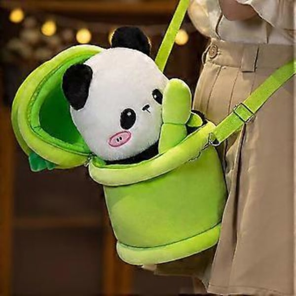 Söt Panda Plyschleksak Bambupinne Panda Mjuk Kramleksak Plyschleksaker Heminredning Födelsedag Julklappar till Barn Flickor Pojkar (Ryggsäck)