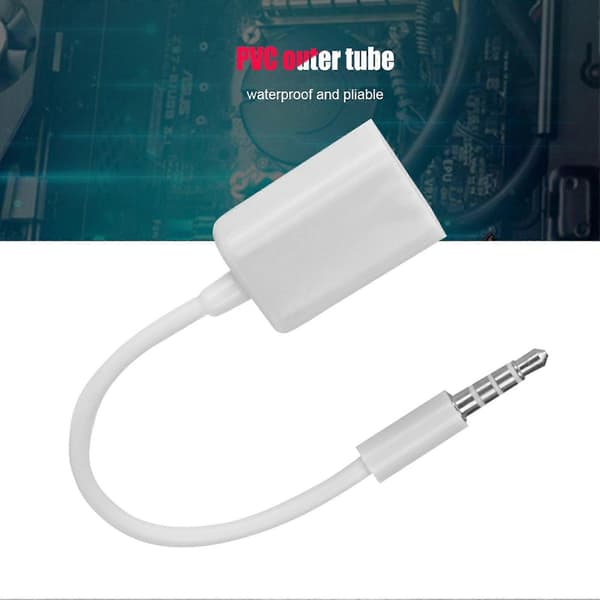 3,5 mm hannplugg til USB hun AUX lydkabel konverter adapterledning