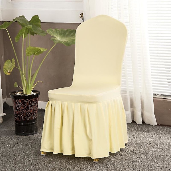 Spandex Stolsöverdrag Avtagbart Stretchöverdrag Volangfåll Matsal Bröllop Bankett Stolsöverdrag Light Yellow