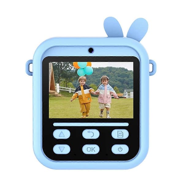 [LCS]S1 2,4 tums IPS-skärm Barnkamera Direktutskrift Digitalkamera Dubbla Linser HD Videoinspelare Multicolor Blue Rabbit