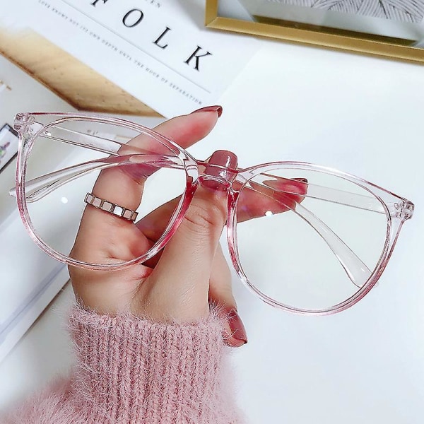Färgskiftande Blåljusglasögon Pc Retro Glasögon Mode Helbildsglasögon För Kvinnor Män Anti Permeable Powder Frame