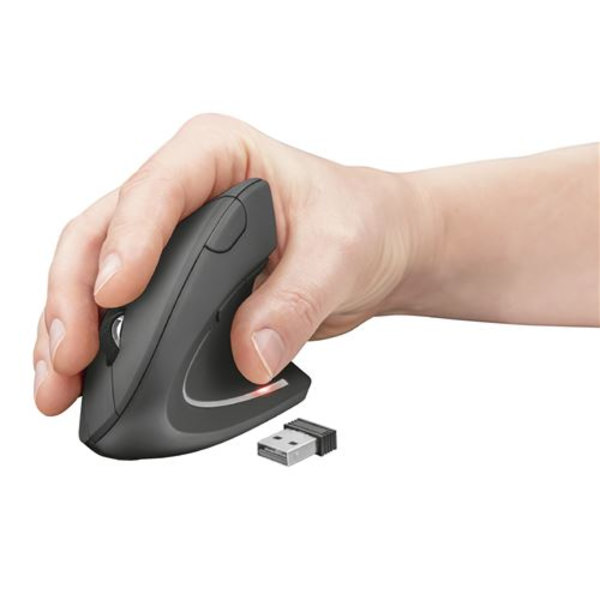 Ergonomisk vertikal trådløs mus Trust Verto Sort