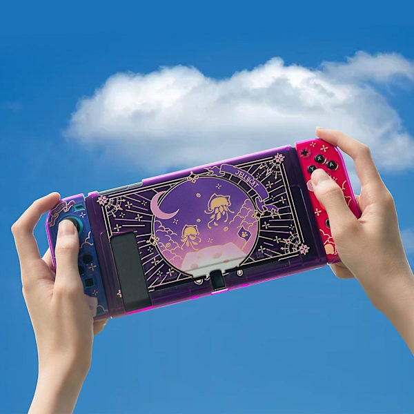 Geekshare jellyfish violet Nintendo Switch-skal, NS skyddande fulltäckande delat TPU mjukt fodral för Nintendo Switch-tillbehör Joystick cap 2