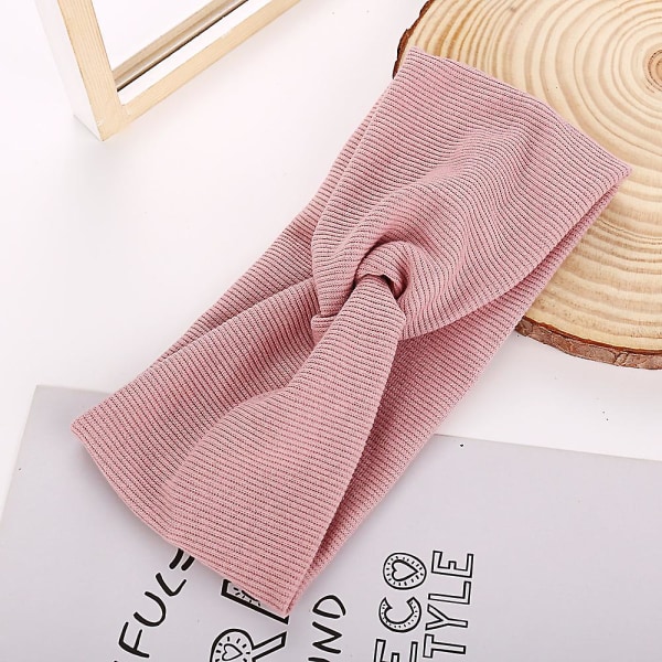 2-pack Kors Elastiskt Hårband Håraccessoarer Bomull Yoga Sport Hårband Pink