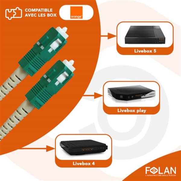 Kuituoptinen kaapeli Livebox Orange 15m - Optinen Patch-johto