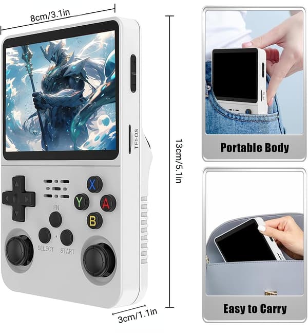 [LCS]R36S Retro Handheld Game Console with 3.5-inch IPS Screen, 64GB TF Card Pre-installed with 10,000+ Games, Open Source Linux System, Lake Blue Lake Blue