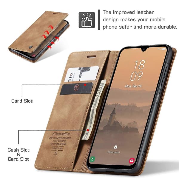 [LCS] För Samsung Galaxy A17 5G Plånboksfodral PU Läder Telefonfodral Stativ Brown