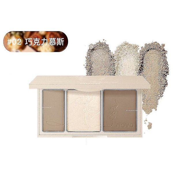 Ansiktskonturpalett Concealer Foundation Makeup 3 farger Langvarig myk berøring | Bronzer og highlighter