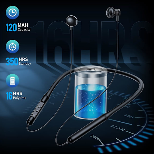 Bluetooth Headset - Bluetooth Nackhängande Headset 5.0 Trådlösa Sport Hörlurar Binaural In-ear Nackhängande Stil Ultralång Batteritid
