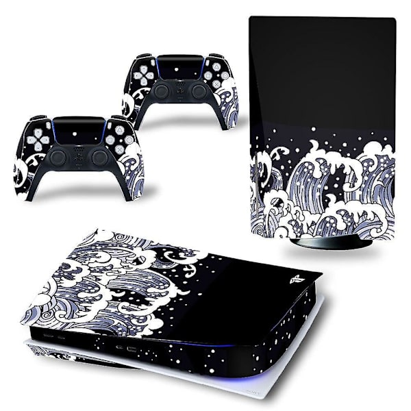 For PS5 disk skin klistremerke for PS5 dekal klistremerke konsoll + 2 kontroller skin klistremerke for Sony Playstation 5 diskversjon skins Tn-ps5disk-3036