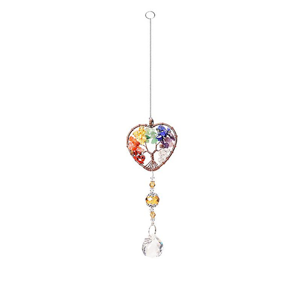 3 st Kristall Solfångare Hänge Handgjord Hängande Regnbågsfärg Lyckoenergi Sten Prisma Ornament Heart-shaped