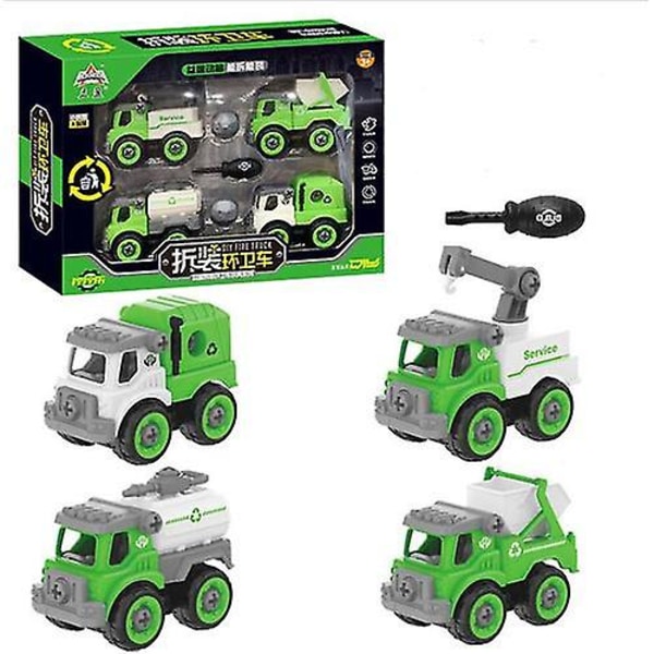 Barns DIY-monterad leksaksbillåda teknisk lastbil brandbil bulldozer grävmaskin simulering bilmodell leksak