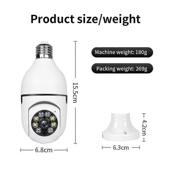 [LCS] Trådløst sikkerhetskamera, 1080p Wifi Smart 360 overvåkingskamera