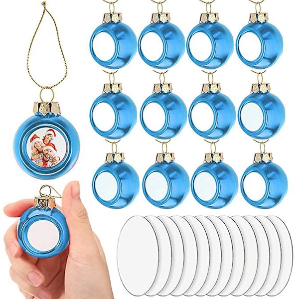 Sublimering Julekulepynt DIY Juletreheng blue