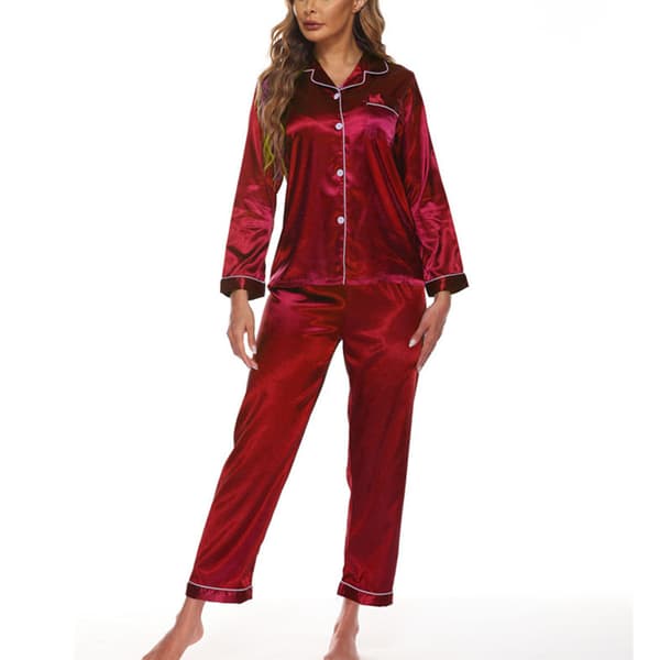 [LCS] Pyjamas för kvinnor Set 2 delar Loungewear Långärmad Topp Byxor Polyester Kläder