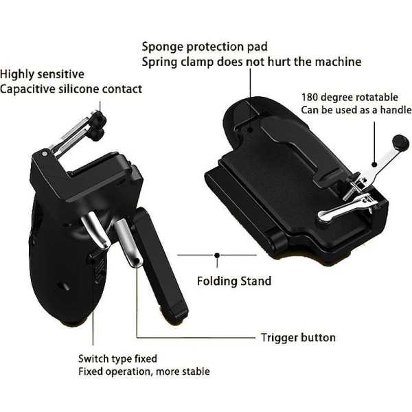 För android surfplatta ipad trigger controller kontroll free fire pubg spel joystick gamepad mobiltelefon smartphone mobil på 6 fingrar Silver