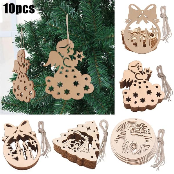 10 stk glatte treformer håndverk pynt juletre henge