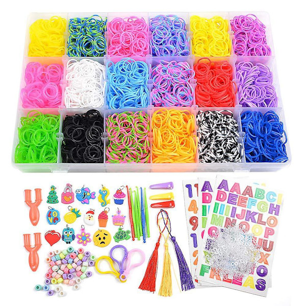 Gummiband Påfyllning Vävstolsset 18 Färger Vävband Set För Armbandstillverkning DIY