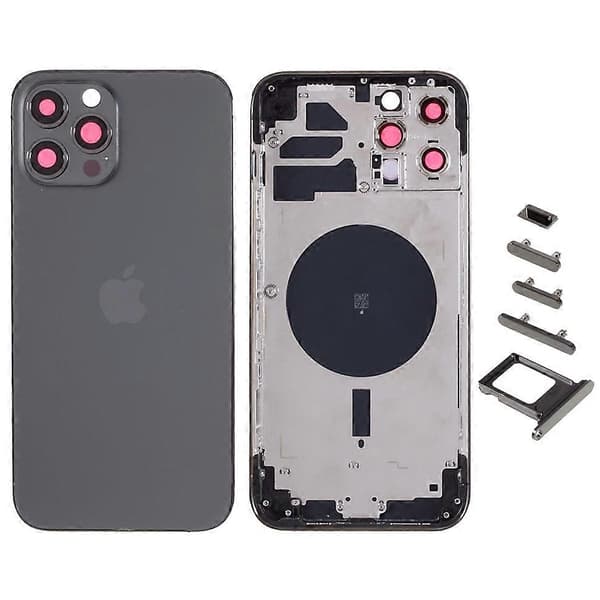 [LCS]För iPhone 12 Pro Max Bakre Batterihölje+Mellanplatta Ram+Sidoknappar, EU-version Multicolor Graphite