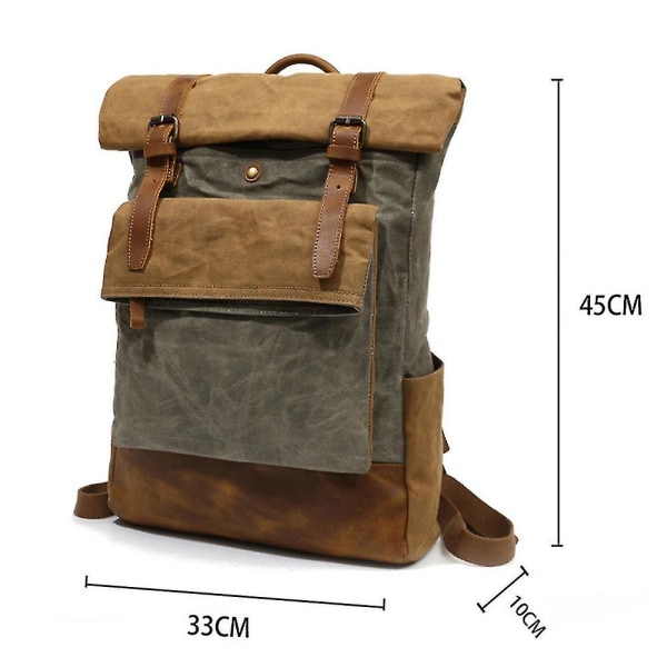 Resväska för utomhusbruk Crazy Horse Läder Casual Ryggsäck Herr Axelväska Canvas Khaki