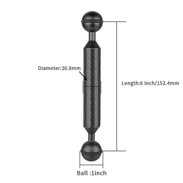 5-12 tum nedsänkbar belysning Fyllning Ljus Arm Diameter 20,8 mm Kolfiber Flytstång Undervattensfotografering Lamparm Flytkraft Cylinder A-6-black