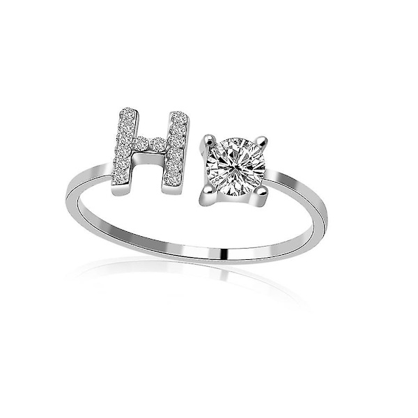 A-z Kirjain Kultavärinen Metalli Säädettävä Avoin Sormus, Nimikirjaimet Nimi Aakkosto Silver Color H