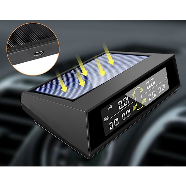 Solar TPMS Däcktrycksövervakningssystem för Bil