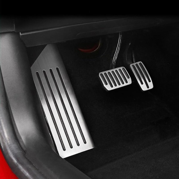 För Tesla Model 3 Y 2021 bromspedal aluminiumlegering tillbehör broms vilopedal för bil fotpedal skydd bil tillbehör 1 set