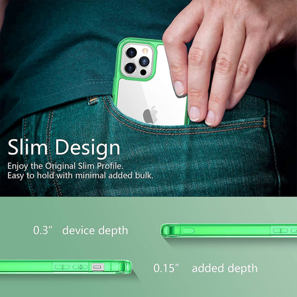 Genomskinligt case kompatibelt med Iphone 12 case/ kompatibelt med iPhone 12 Pro case Green