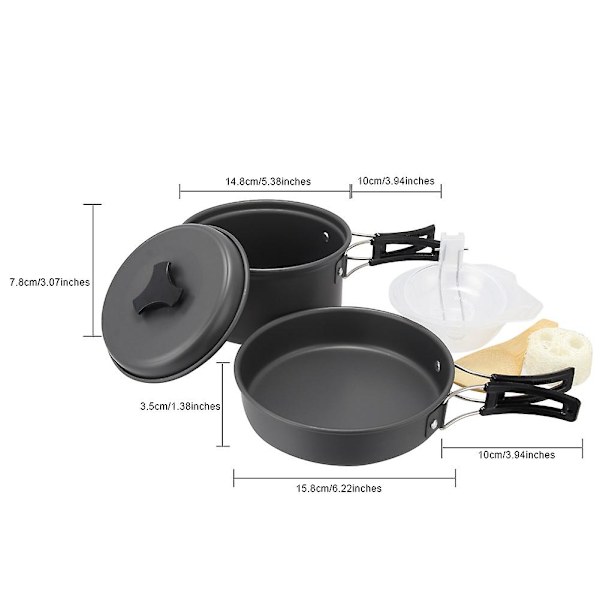 9 stk./sett Utendørs Camping Kokekar Mess Kit Utstyr Fotturer Bug Out Bag Matlagingsutstyr