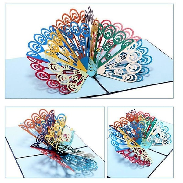3D Pop-up Påfuglkort
