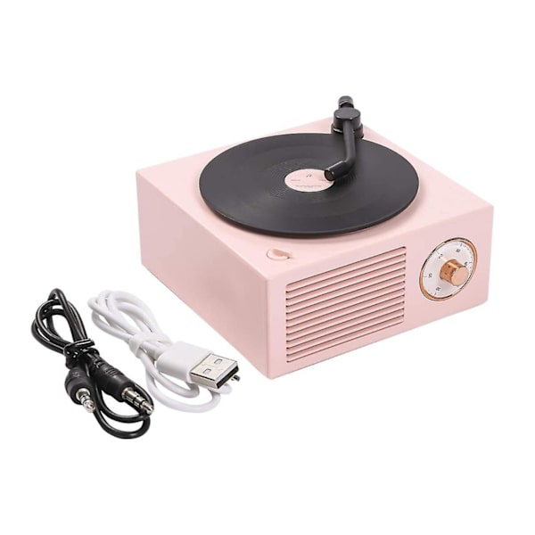 Bluetooth-langaton kaiutin, retro vinyylilevy CD-tyylinen soitin. Pink