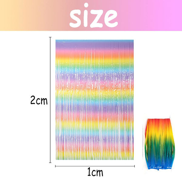4-Pakning Macaron Regnbue Folie Frynsegardin Bakgrunn, 1m x 2m Folie Frynse Foto Bakgrunn Gardin For Bursdag, Gradueringsfest Dekorasjoner Rekvisita Rainbow Gradient