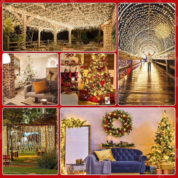 [LCS]1000LED 30M String Lights Outdoor/Indoor, Christmas Lights Warm White Mains Powered, 8 Modes Waterproof String Lights - Green Cable