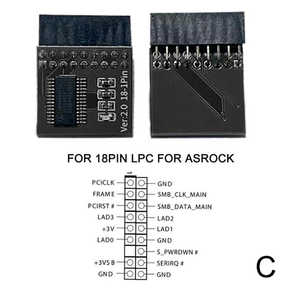Tpm2.0 Säkerhetsmodul Stöder Multibrand Moderkort 20- black 18pin lpc for ASROCK