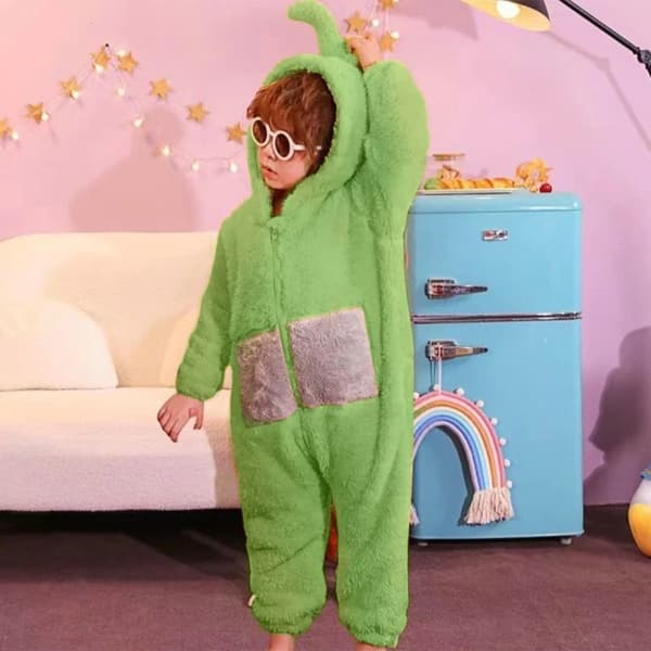 [LCS]Teletubbies One Piece Pyjamas Barn Tykk Korallfleece Grønn 130cm Green