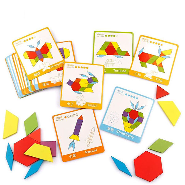 Tangram Grafik Puslespil Træbrikker