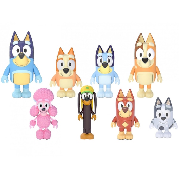 Förpackning med 8 Bluey Family Action Figur Set Cartoon Dog Doll Bildekoration Barnleksakspresent