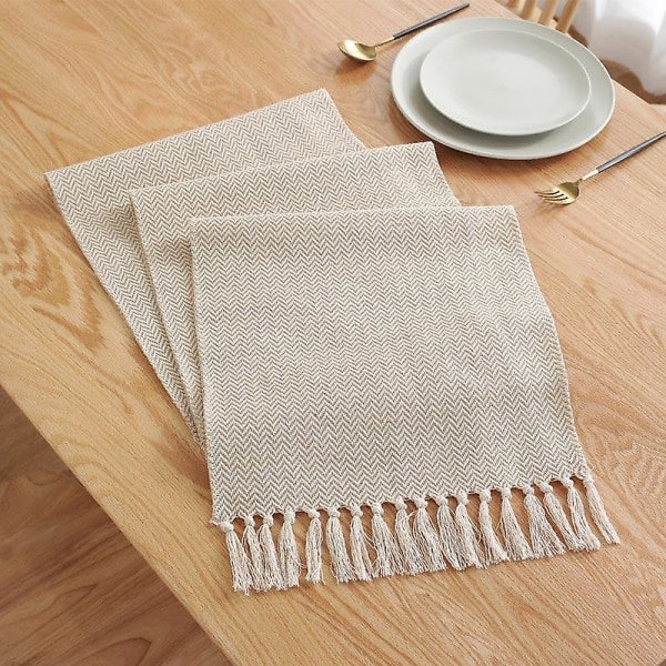 Jute Lin Burlap Rustikk Vevd Duk med Frynser for Julebord Hjemmefest Dekor