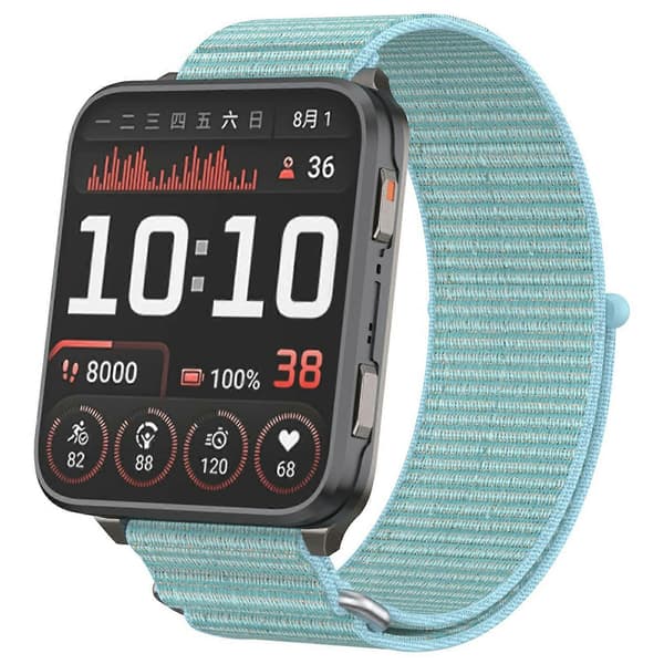 [LCS]Til Garmin Venu X1 håndledsrem Magic Tape Nylon Loop urrem med metalring Multicolor Baby Blue