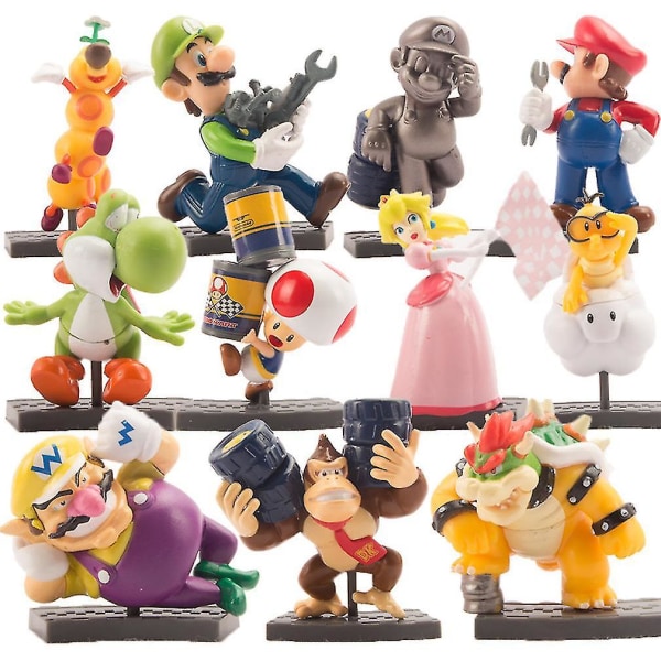 11 st Super Mario Figur Leksak Yoshi Luigi Mini Docka Anime Colle