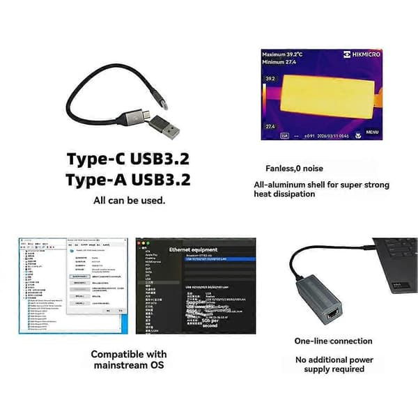 10G Ethernet-kort USB3.2 RTL8159-chip Eksternt USB-C 10 Gigabit Ethernet-kort til Thunderbolt/USB4/3.2/3.0