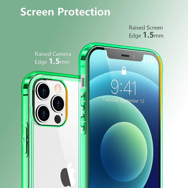 Genomskinligt case kompatibelt med Iphone 12 case/ kompatibelt med iPhone 12 Pro case Green