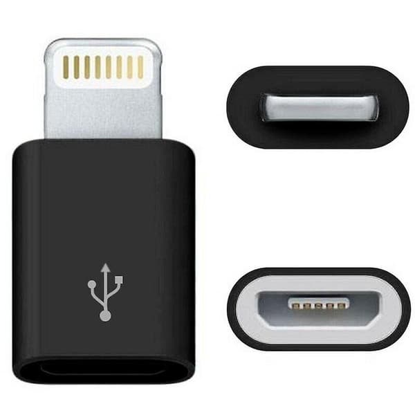 [LCS](Sort) Micro USB til Lightning Adapter Konverter Kompatibel med iPhone Mobiltelefon iPod iPad