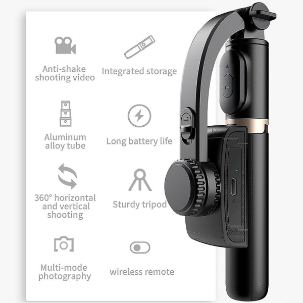 Ny Selfie Stick Handhållen Gimbal Stabilizer med Bluetooth slutare stativ, Live Mobiltelefon Sportkamera Videoinspelning Vlogg