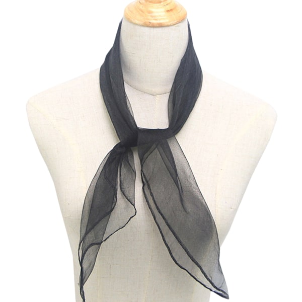 Dam 50-tals Fyrkantig Chiffongscarf Huvudduk Sjal Svart 60*60cm Black