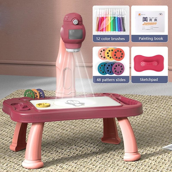 Smart projektor för barn Set Projektor Pedagogisk leksak Lär dig rita Set för barn Pink