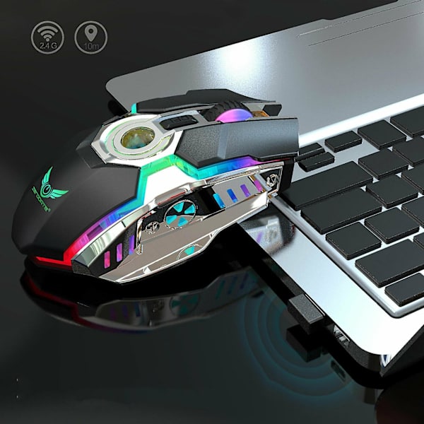 Trådlös Gaming Mus Rgb Bakgrundsbelyst Möss + Usb Mottagare Kompatibel med Macbook/pc/laptop Gray