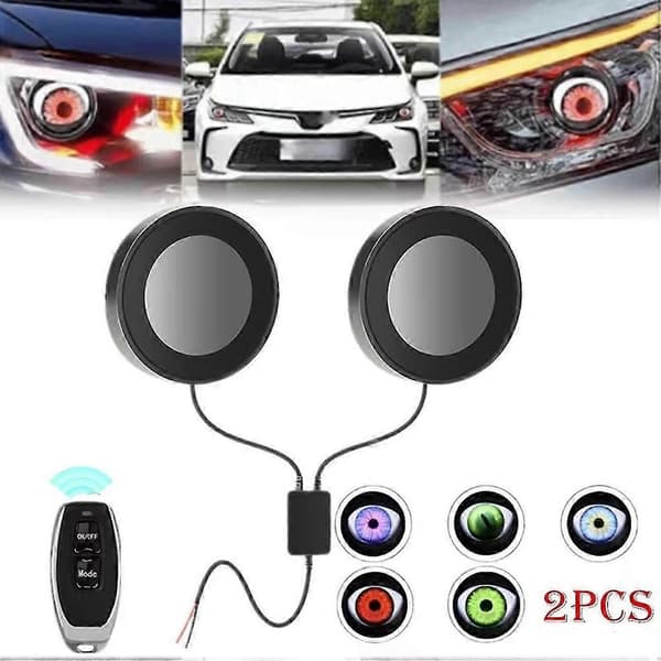 [LCS]LED Devil Eyes Bilfrontlykter Dekorasjon Devil Eye Lys LED Dynamisk Bil Motorsykkel SUV Frontlys Øye